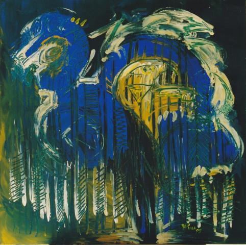 Figur im Regen, 80 x 80cm, 1997